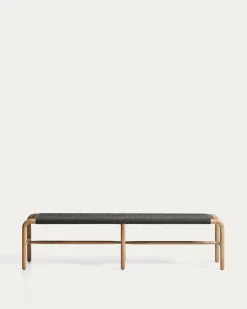 Kave Home Bank Alipa Massief Acaciahout Grafiet Touw 200cm