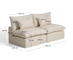 Kave Home Bank Anarela Linnen Beige 220cm