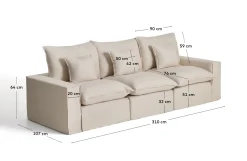 Kave Home Bank Anarela Linnen Beige 310cm