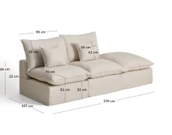 Kave Home Bank Anarela met Eindstuk Linnen Beige 270cm