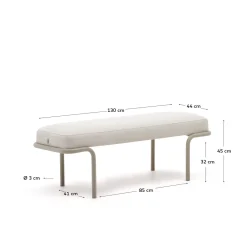 Kave Home Bank Compo Beige Chenille Grijs Metaal 130cm