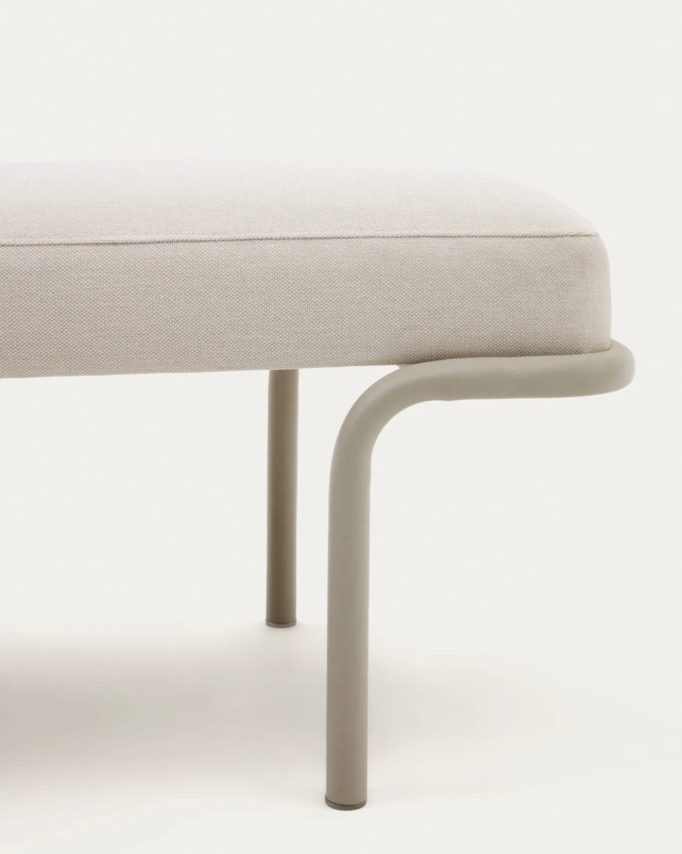 Kave Home Bank Compo Beige Chenille Grijs Metaal 130cm