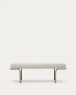 Kave Home Bank Compo Beige Chenille Grijs Metaal 130cm