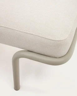 Kave Home Bank Compo Beige Chenille Grijs Metaal 130cm