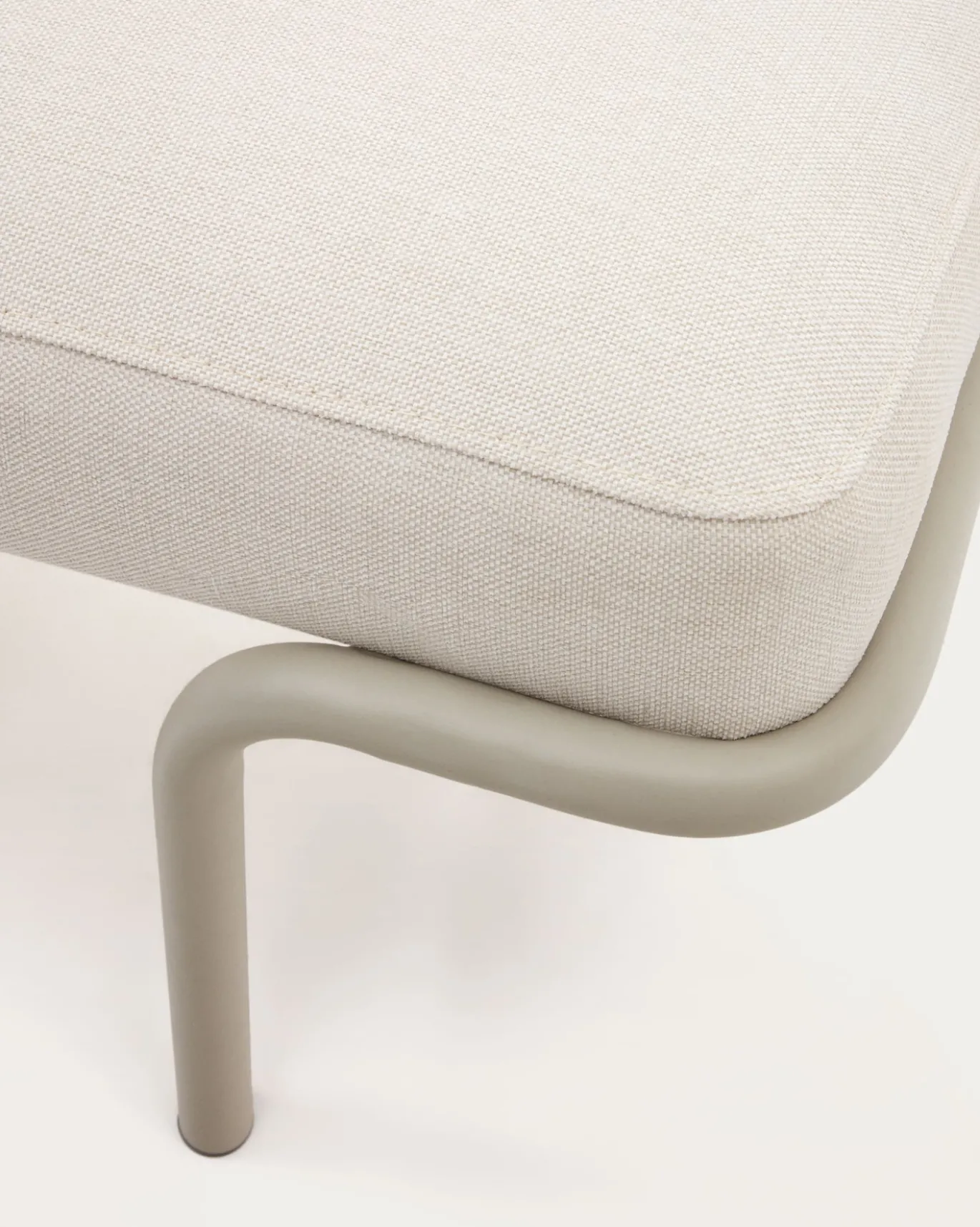 Kave Home Bank Compo Beige Chenille Grijs Metaal 130cm
