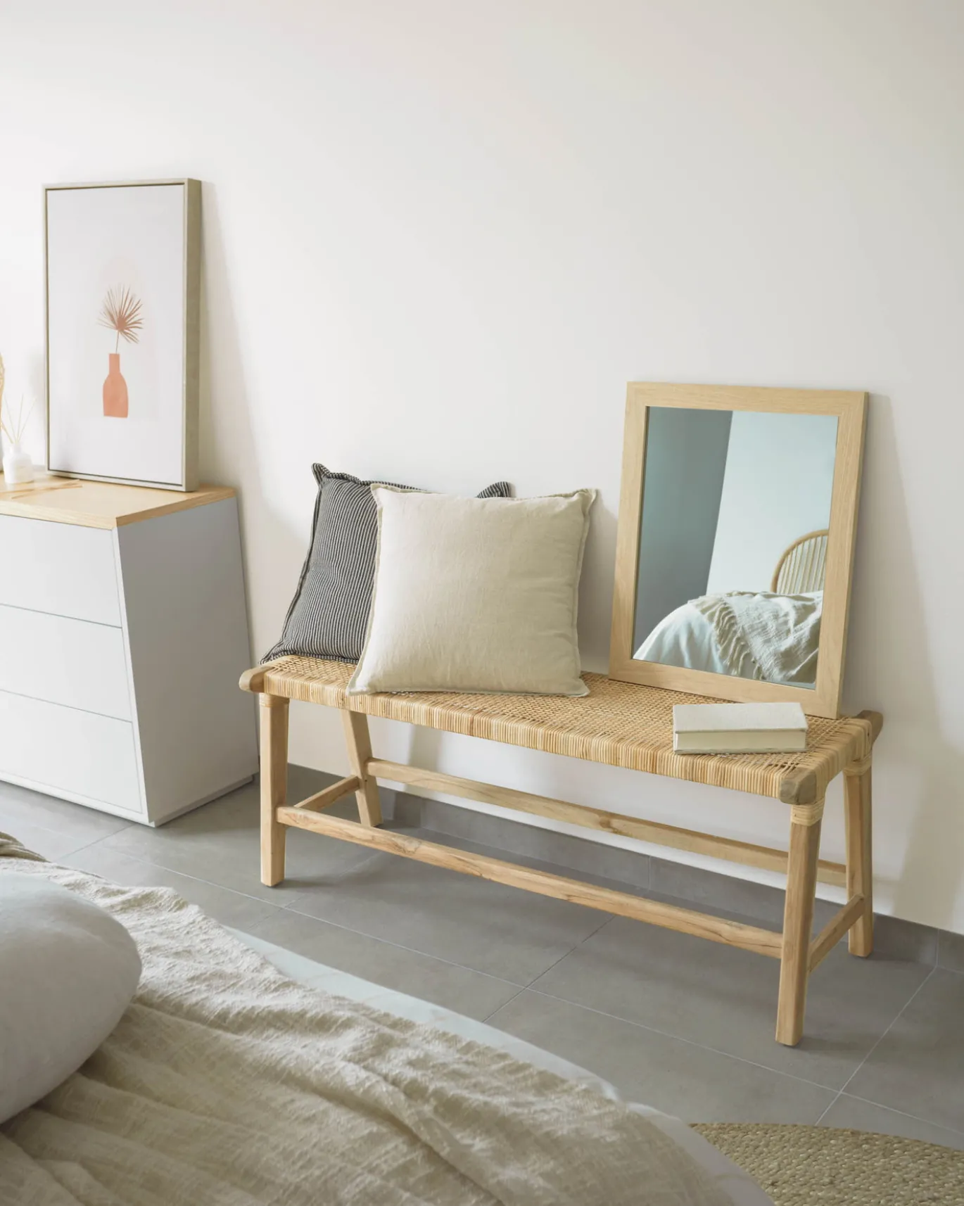 Kave Home Bankje Beida Massief Teakhout 120cm
