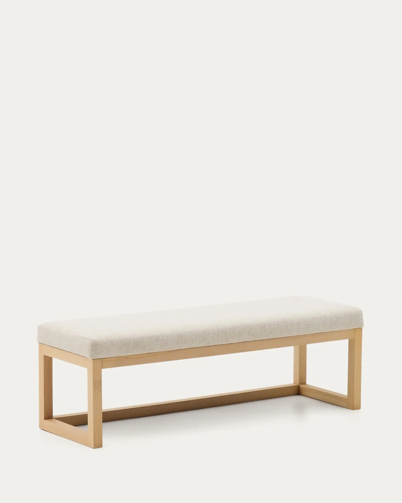 Kave Home Bankje Loya Beige Chenille En Beukenhout 128cm
