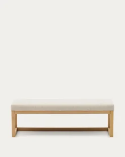 Kave Home Bankje Loya Beige Chenille En Beukenhout 128cm