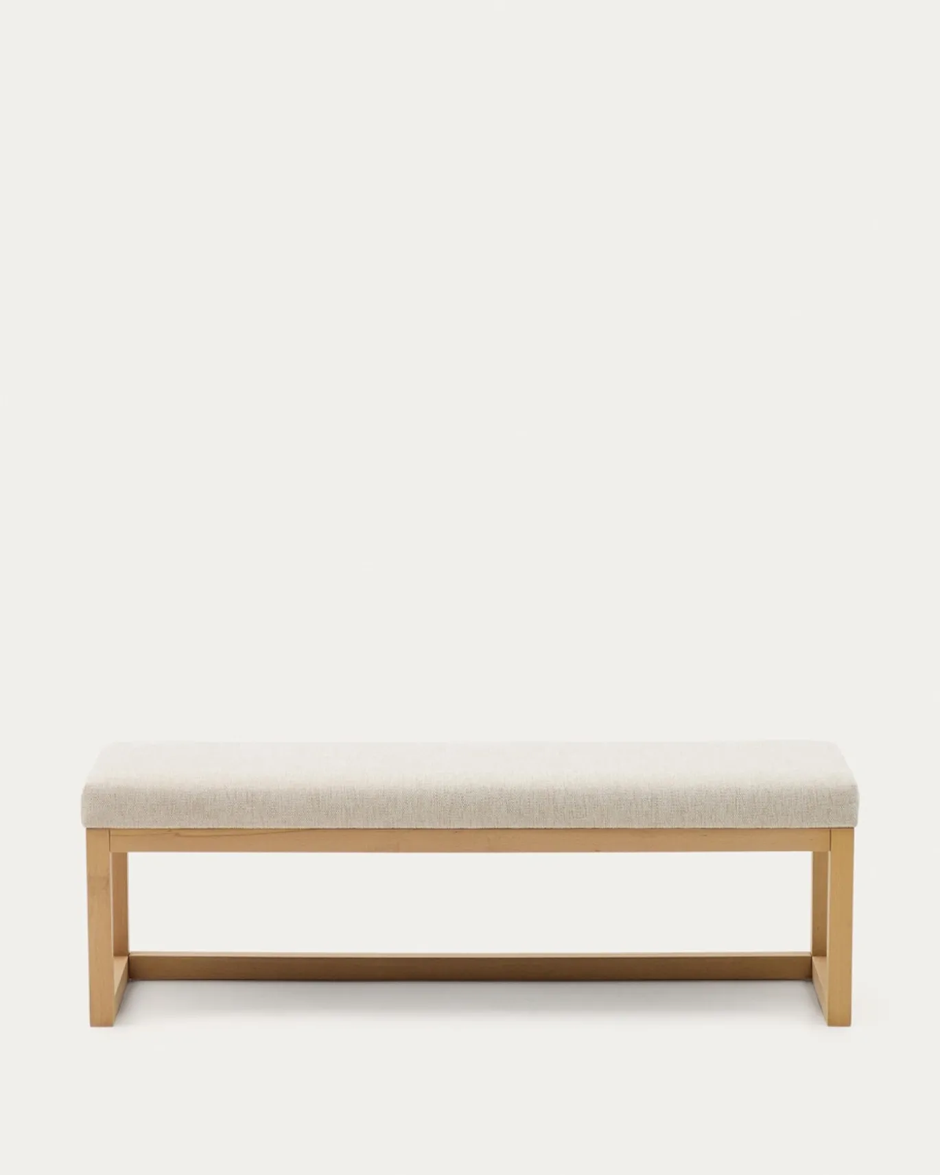 Kave Home Bankje Loya Beige Chenille En Beukenhout 128cm