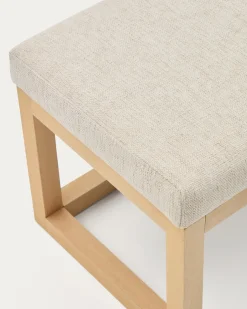 Kave Home Bankje Loya Beige Chenille En Beukenhout 128cm