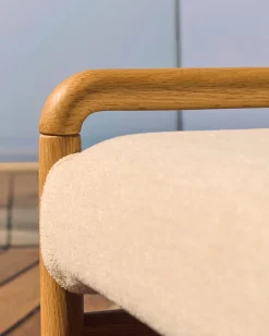 Kave Home Bankje Macaret Massief Eikenhout Naturel Afneembare Hoes 120cm