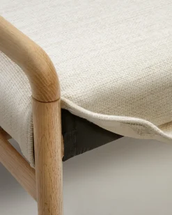 Kave Home Bankje Macaret Massief Eikenhout Naturel Afneembare Hoes 120cm