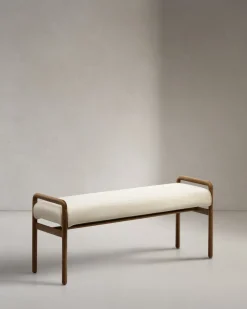 Kave Home Bankje Macaret Massief Eikenhout Bruin Afneembare Hoes 120cm