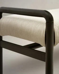 Kave Home Bankje Macaret Massief Eikenhout Zwart Afneembare Hoes 120cm