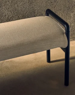 Kave Home Bankje Macaret Massief Eikenhout Zwart Afneembare Hoes 120cm