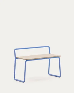 Kave Home Bankje Tinn Essenfineer met Blauw Frame 75cm