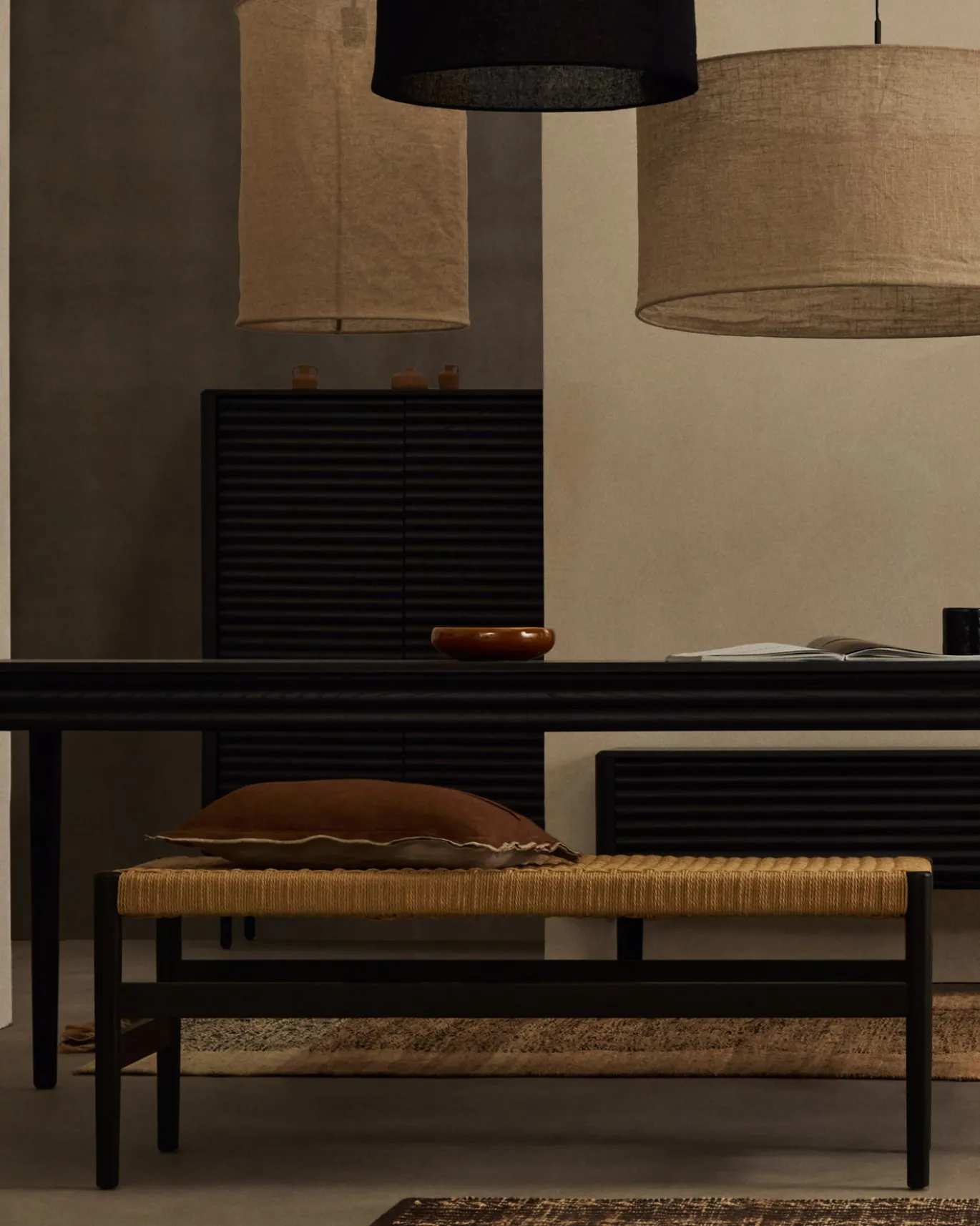 Kave Home Bankje Zaide Eikenhout Zwart 120cm