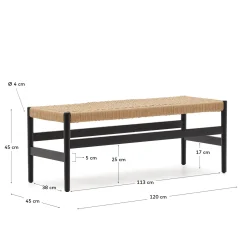 Kave Home Bankje Zaide Eikenhout Zwart 120cm