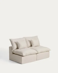 Kave Home Bank met Armleuning Anarela Linnen Beige 180cm