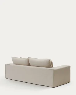 Kave Home Bank met Armleuning Anarela Linnen Beige 260cm