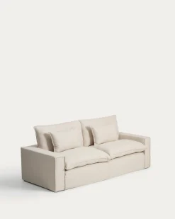 Kave Home Bank met Armleuning Anarela Linnen Beige 260cm
