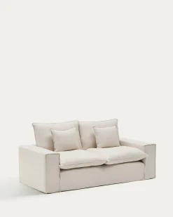 Kave Home Bank met Armleuning Anarela Linnen Beige 220cm