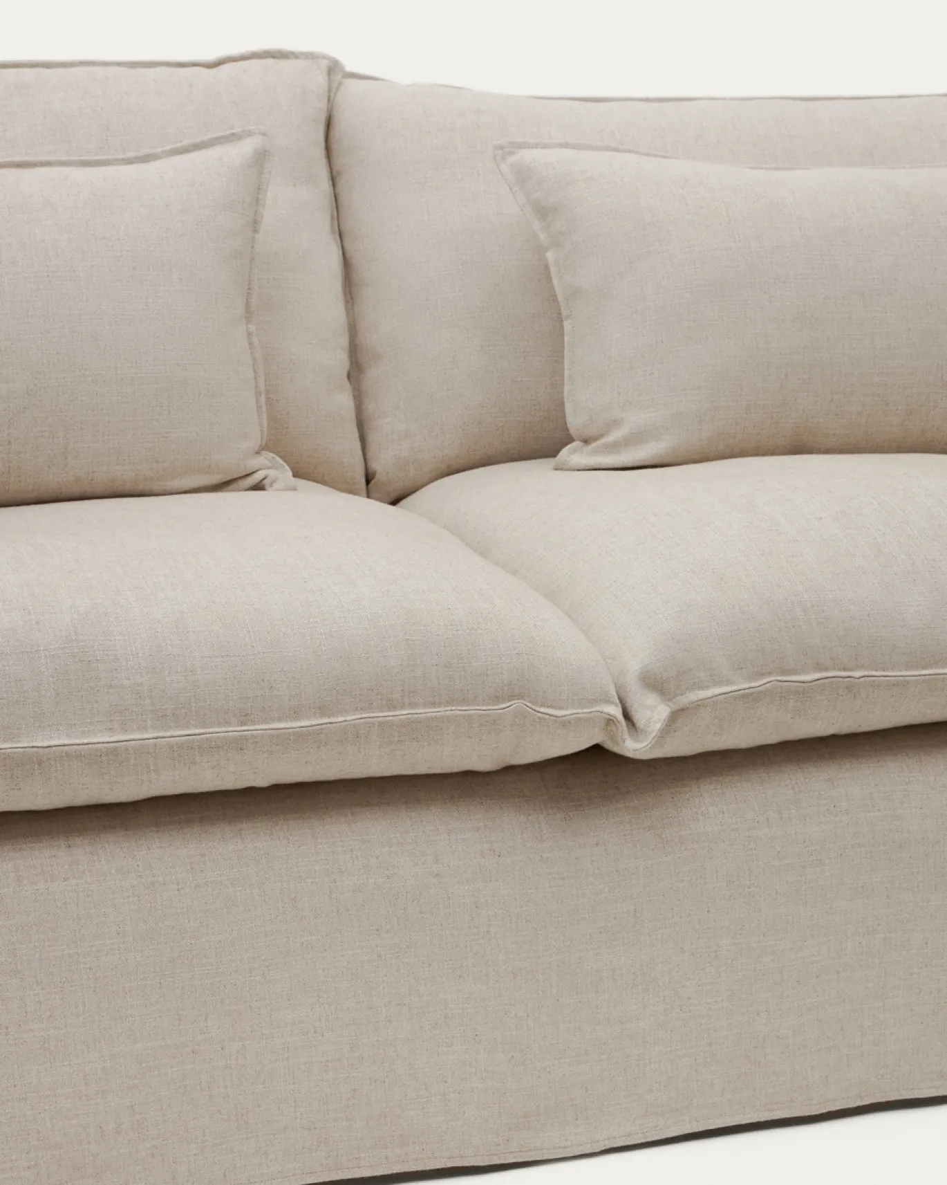 Kave Home Bank met Armleuning Anarela Linnen Beige 220cm