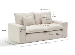 Kave Home Bank met Armleuning Anarela Linnen Beige 220cm