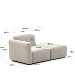 Kave Home Bank Neom 1-zits Modulair Beige Eindstuk 169cm