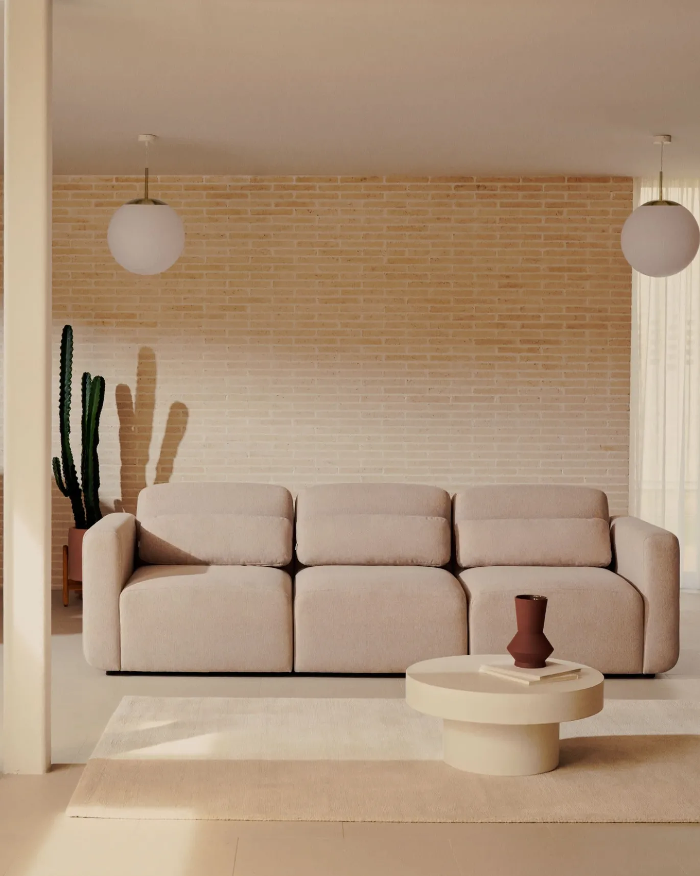 Kave Home Bank Neom 3 Zits Modulair Beige 263cm