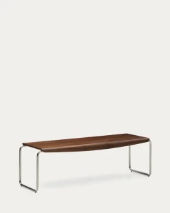 Kave Home Bank Tarsel Walnootfineer met RVS Frame 142cm