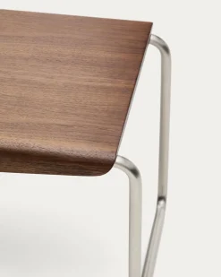 Kave Home Bank Tarsel Walnootfineer met RVS Frame 142cm
