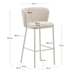 Kave Home Barkruk Ciselia Beige Bouclé 75cm