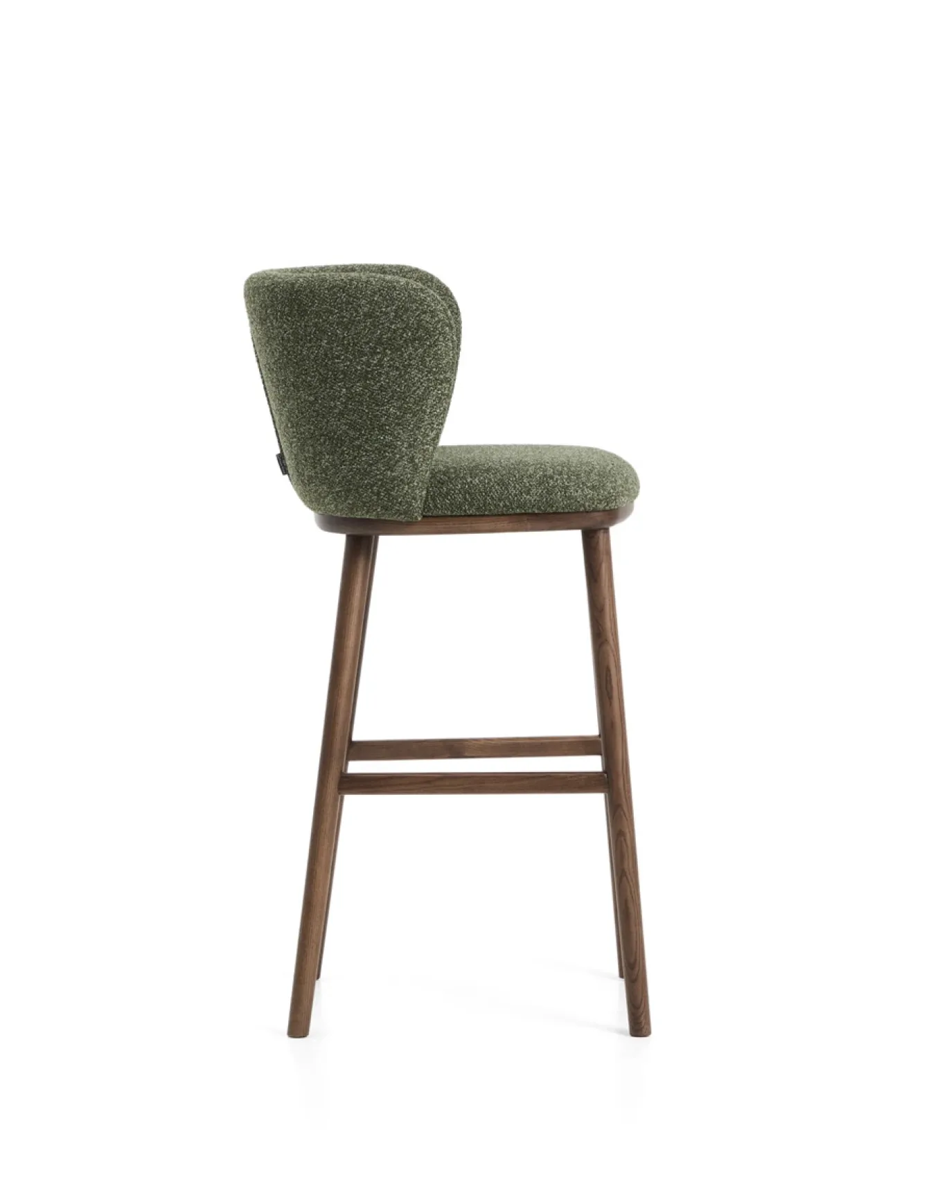 Kave Home Barkruk Ciselia Chenille Donkergroen/Walnoot