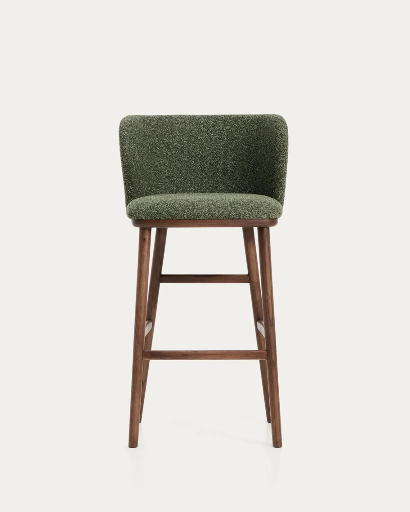 Kave Home Barkruk Ciselia Chenille Donkergroen/Walnoot