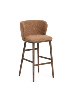 Kave Home Barkruk Ciselia Chenille Terracotta/Walnoot