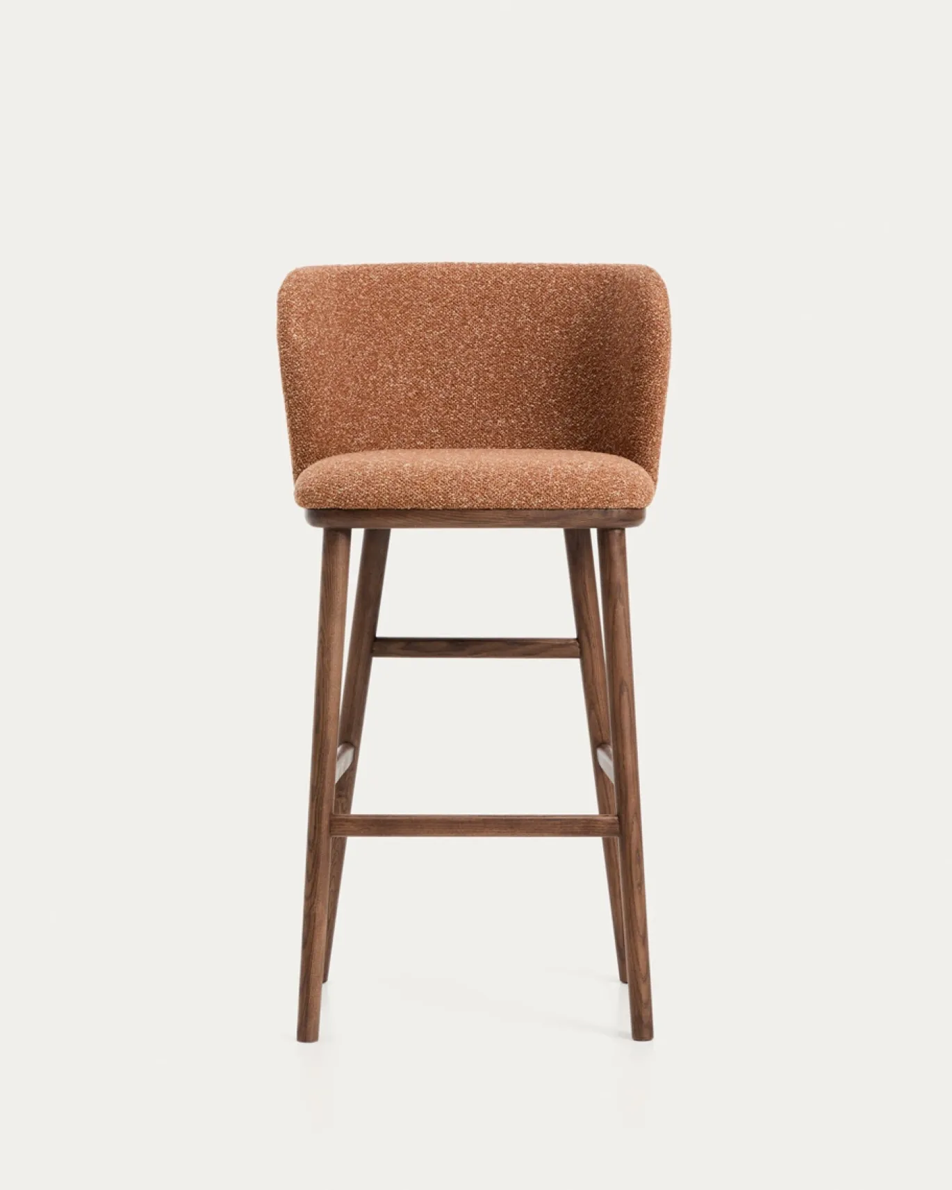 Kave Home Barkruk Ciselia Chenille Terracotta/Walnoot