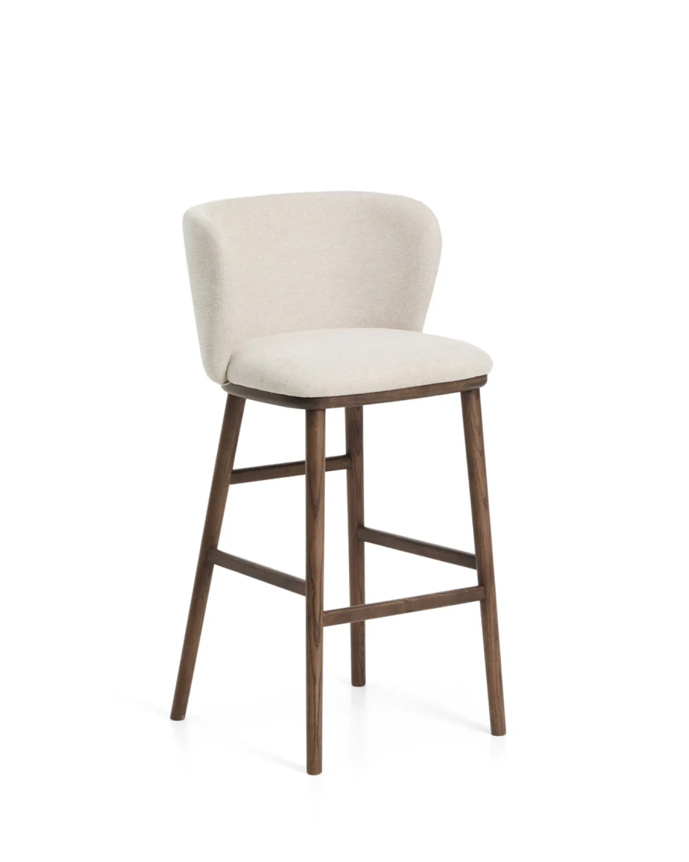 Kave Home Barkruk Ciselia Chenille Beige/Walnoot
