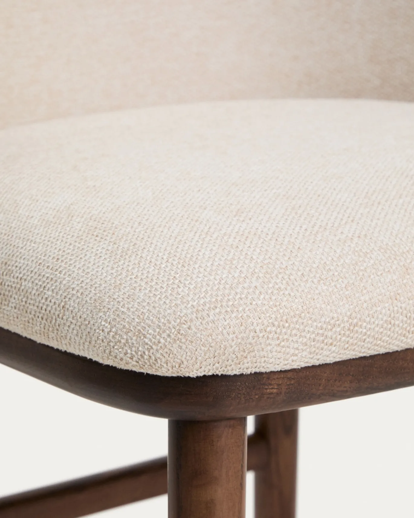 Kave Home Barkruk Ciselia Chenille Beige/Walnoot
