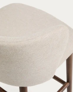 Kave Home Barkruk Ciselia Chenille Beige/Walnoot