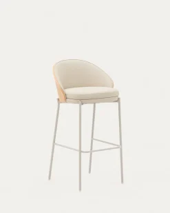 Kave Home Barkruk Eamy Beige Kunstleer Essenfineer Naturel