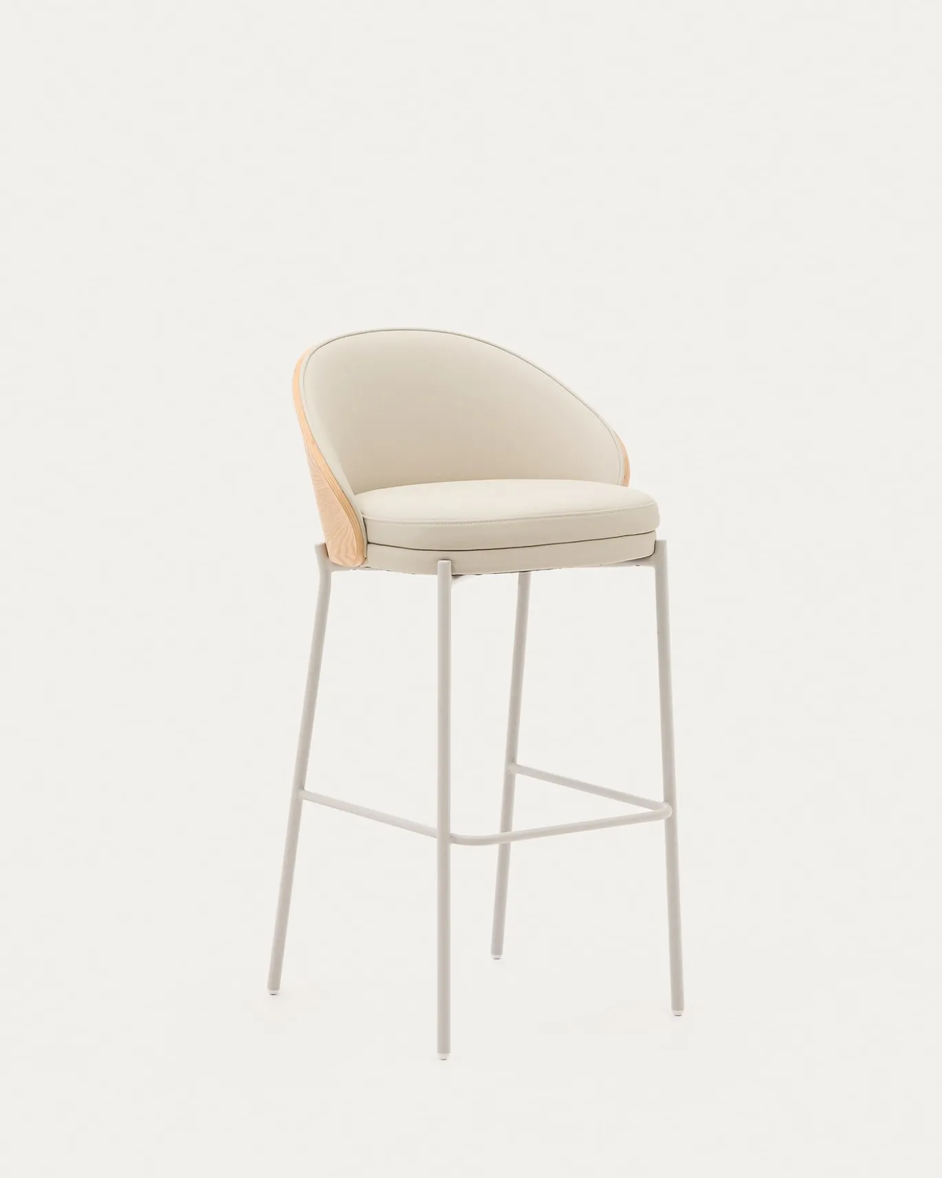 Kave Home Barkruk Eamy Beige Kunstleer Essenfineer Naturel