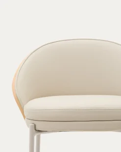 Kave Home Barkruk Eamy Beige Kunstleer Essenfineer Naturel