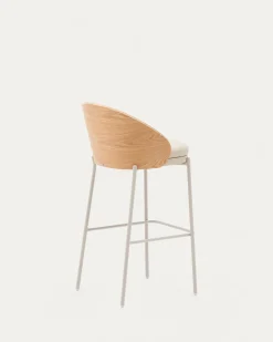 Kave Home Barkruk Eamy Beige Kunstleer Essenfineer Naturel