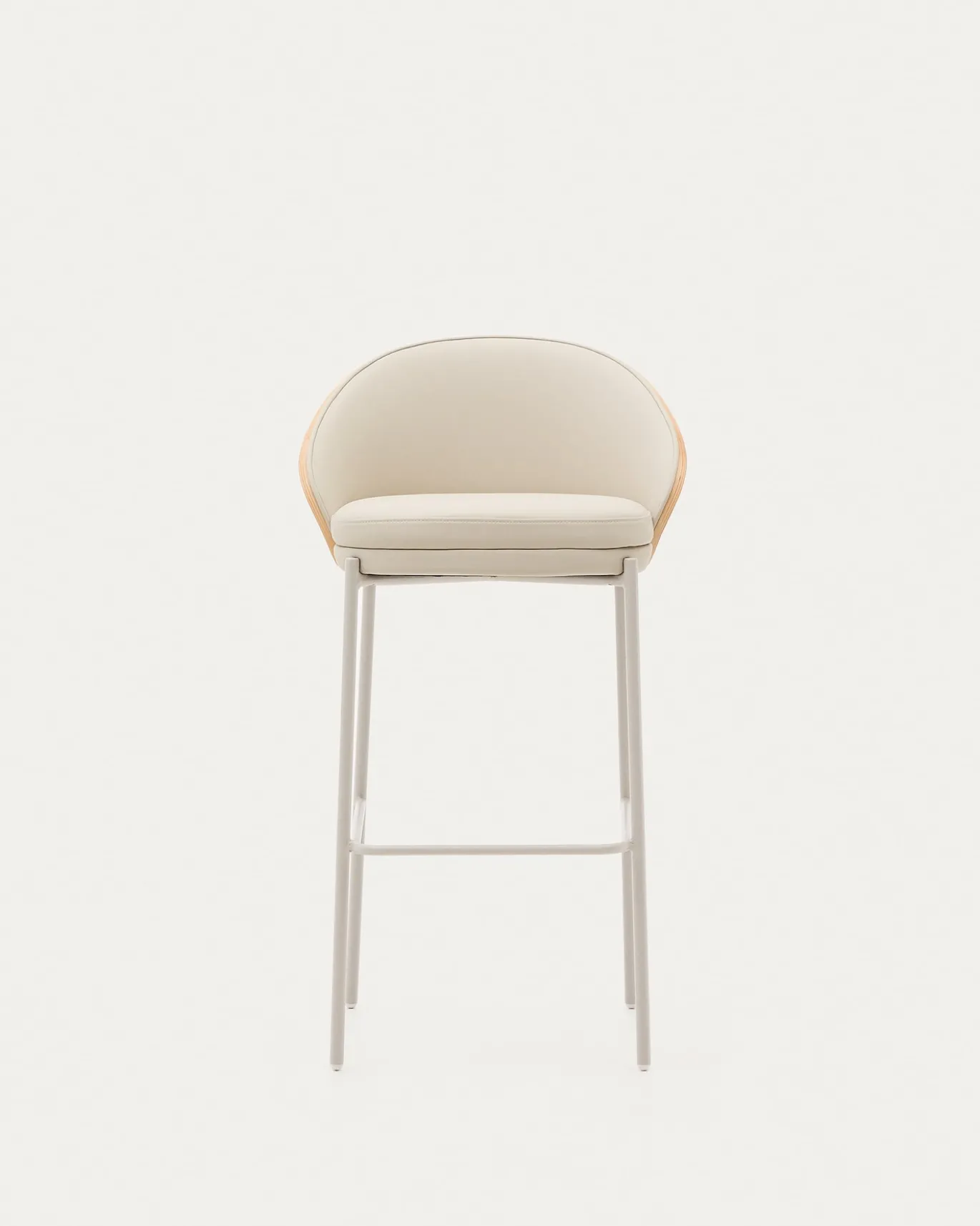 Kave Home Barkruk Eamy Beige Kunstleer Essenfineer Naturel