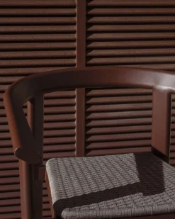 Kave Home Barkruk Erice Aluminium/Touw Donkerbruin