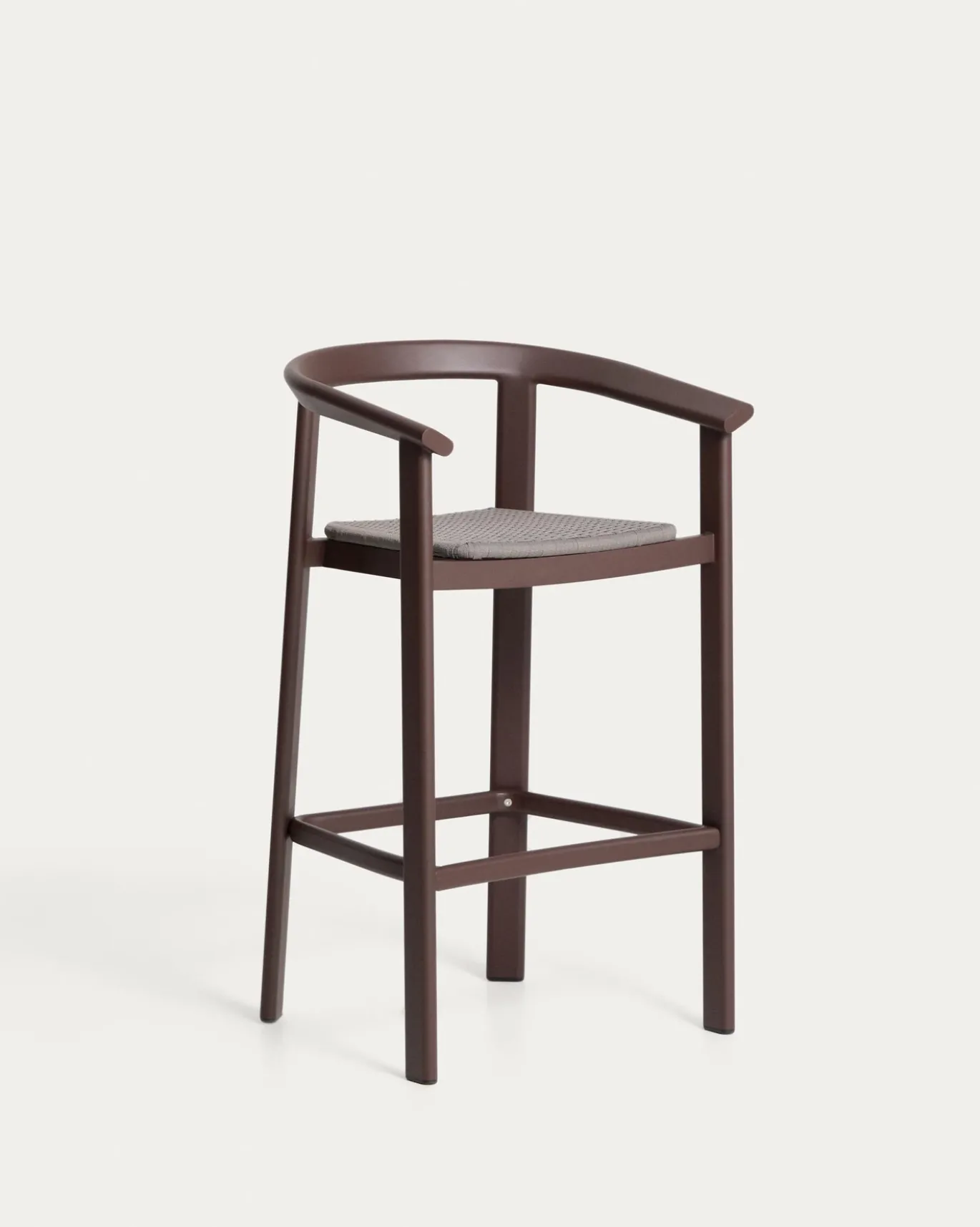 Kave Home Barkruk Erice Aluminium/Touw Donkerbruin