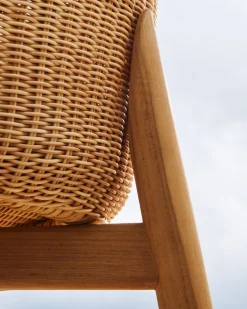 Kave Home Barkruk Galea Teakhout en Rotan 75cm