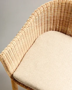 Kave Home Barkruk Galea Teakhout en Rotan 75cm