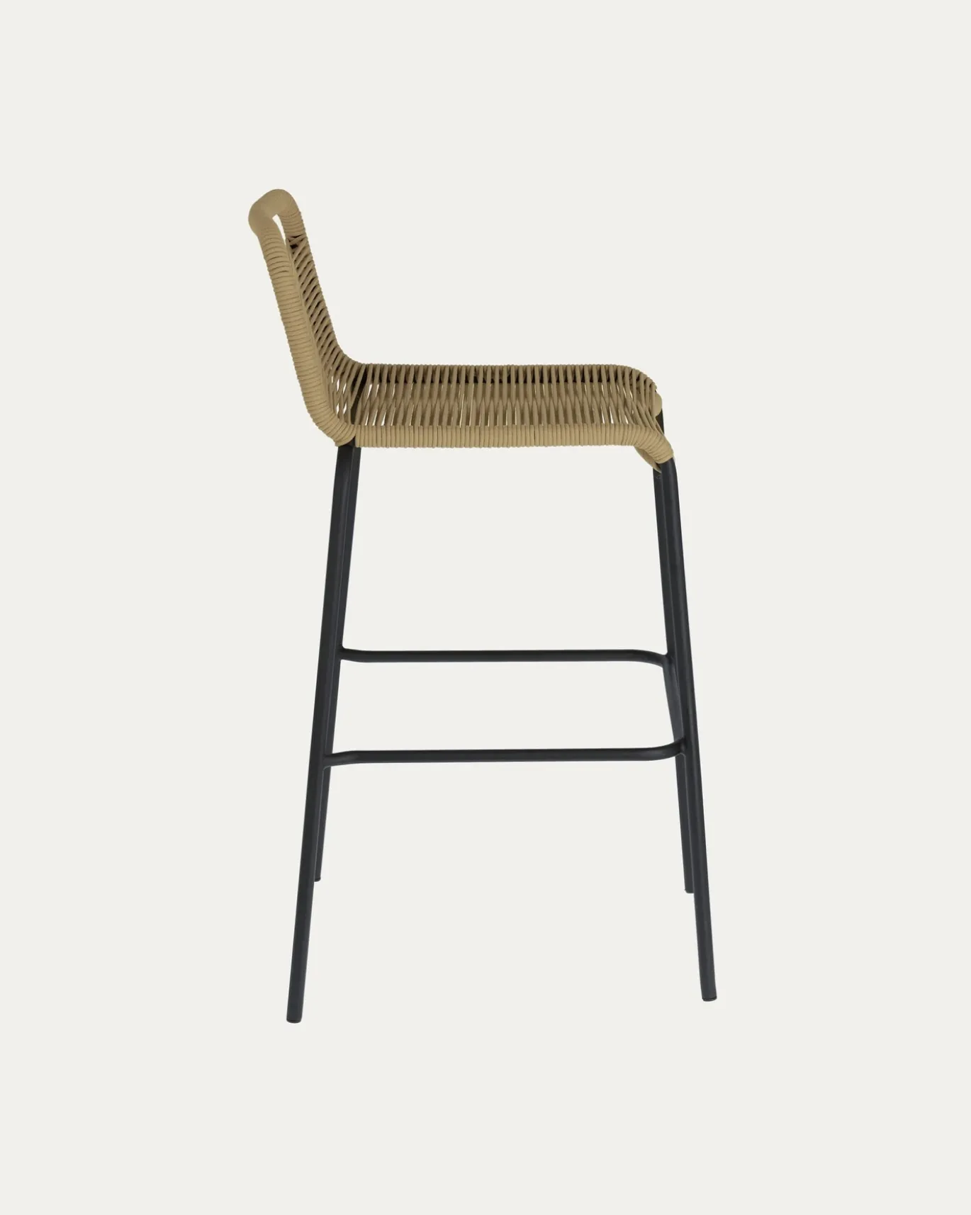 Kave Home Barkruk Lambton Naturel Touw Zwart Onderstel
